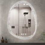 Luvodi - miroir lumineux de salle de bain asymétrique avec cadre transparent en effet de glace, miroir ... Luvodi - miroir lumineux de salle de bain asymétrique avec cadre transparent en effet de glace, miroir ...
