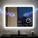Luvodi miroir lumineux de salle de bain avec loupe - miroir mural intelligent anti - bu�e interrupteur ...
