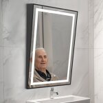 Luvodi - miroir salle de bain led inclinable: 90×60cm miroir cosmétique avec Éclairage intégré, miroir ... Luvodi - miroir salle de bain led inclinable: 90×60cm miroir cosmétique avec Éclairage intégré, miroir ...