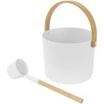 Luxebath ensemble de 2 accessoires pour sauna, blanc en aluminium et bambou, seau d'arrosage avec poign�e ...
