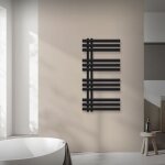 Radiateur salle de bain design iron em 500x1000 mm, en acier, noir mat, sche - serviette  panneaux, ...