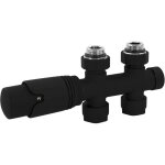 Luxebath set vanne thermostatique multiblock noir forme de passage montage au sol, thermostat pour radiateur ...