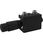 Set vanne thermostatique multiblock noir universel angulaire et traversant, thermostat pour radiateur ...