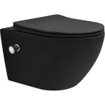 Luxebath - wc suspendu sans rebord avec fonction bidet, long 53, 5 cm, noir mat, chasse d'eau tornado, ...