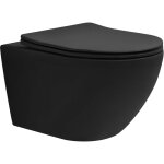 Luxebath - wc suspendu sans rebord, noir mat, long 53, 5cm, chasse d'eau tornado, en cramique, abattant ...