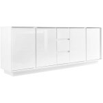 Lysiane - buffet 4 portes 3 tiroirs finition blanc laqu� brillant weiss