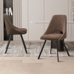 M&s - lot de 2 chaises 48x56x85 cm en tissu bouclette et pu marron - fik