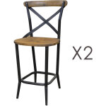 M&s - lot de 2 chaises de bar bistrot en bois marron et m�tal - brasco