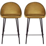 M&s - lot de 2 chaises de bar h65 cm en tissu moutarde - abaya