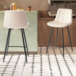 M&s - lot de 2 chaises de bar h65 cm en velours beige - juzo