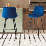 M&s - lot de 2 chaises de bar h65 cm en velours bleu roi - juzo