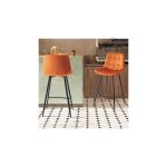 M&s - lot de 2 chaises de bar h65 cm en velours orange - juzo M&s - lot de 2 chaises de bar h65 cm en velours orange - juzo