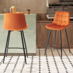 M&s - lot de 2 chaises de bar h65 cm en velours orange - juzo
