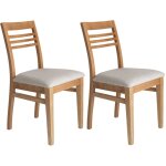 M&s - lot de 2 chaises en hêtre chêne clair assise tissu beige - agathe M&s - lot de 2 chaises en hêtre chêne clair assise tissu beige - agathe