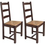 M&s - lot de 2 chaises en hêtre chêne foncé assise paille - achelet M&s - lot de 2 chaises en hêtre chêne foncé assise paille - achelet