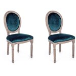 M&s - lot de 2 chaises médaillon 48x46x96 cm naturel et bleu - medila M&s - lot de 2 chaises médaillon 48x46x96 cm naturel et bleu - medila