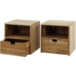 M&s - lot de 2 chevets suspendus 1 tiroir 30x25x30 cm en acacia naturel