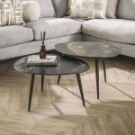 M&s - lot de 2 tables basses 70x58 cm en c�ramique effet marbre noir