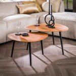 M&s - lot de 2 tables basses forme galet 77 et 63 cm en acacia et métal M&s - lot de 2 tables basses forme galet 77 et 63 cm en acacia et métal