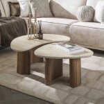 M&s - lot de 2 tables basses forme organique effet travertin et bois