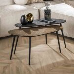 M&s - lot de 2 tables basses galets 84 cm en bois et métal gris et bronze M&s - lot de 2 tables basses galets 84 cm en bois et métal gris et bronze