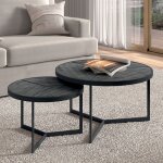 M&s - lot de 2 tables basses rondes 70 et 50 cm en bois exotique noir M&s - lot de 2 tables basses rondes 70 et 50 cm en bois exotique noir