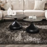 M&s - lot de 2 tables basses rondes effet céramique marbre noir M&s - lot de 2 tables basses rondes effet céramique marbre noir
