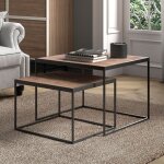 M&s - lot de 2 tables gigognes carrée 65 et 50 cm en bois exotique naturel M&s - lot de 2 tables gigognes carrée 65 et 50 cm en bois exotique naturel