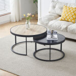 M&s - lot de 2 tables gigognes rondes 80 et 65 cm naturel et noir