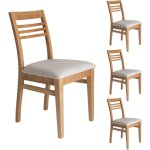 M&s - lot de 4 chaises en h�tre ch�ne clair assise tissu beige - agathe