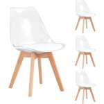 M&s - lot de 4 chaises tulipe style scandinave pu transparent - scandi