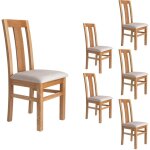 M&s - lot de 6 chaises en hêtre chêne clair assise tissu beige - martha M&s - lot de 6 chaises en hêtre chêne clair assise tissu beige - martha
