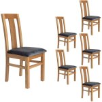 M&s - lot de 6 chaises en hêtre chêne clair assise tissu gris - martha M&s - lot de 6 chaises en hêtre chêne clair assise tissu gris - martha