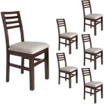 M&s - lot de 6 chaises en hêtre chêne foncé assise tissu beige - louise M&s - lot de 6 chaises en hêtre chêne foncé assise tissu beige - louise