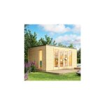 Abri de jardin en bois 13, 08 m avec porte - fentre et toit plat