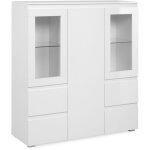 Argentier 4 portes 4 tiroirs 116x41, 1x125, 7 cm blanc brillant - malio