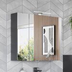 M&s - armoire de toilette 3 portes avec miroir 76x23x71 cm gris foncé M&s - armoire de toilette 3 portes avec miroir 76x23x71 cm gris foncé