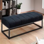 M&s - banc 2 places 108x40x40 cm en velours et m�tal noir