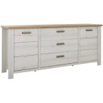 M&s - buffet 2 portes 3 tiroirs 220x50x94 cm effet ch�ne blanchi - kampi