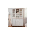M&s - buffet vaisselier 5 portes 120x40x190 cm blanc et naturel - bargan