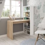 M&s - bureau avec �tag�res de rangement 120x53x144 cm blanc et naturel