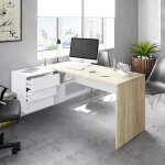 M&s - bureau avec rangements 145x108x73 cm blanc et ch�ne clair