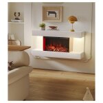 32 - inch chemine lectrique murale blanche - 12 couleurs de flammes, 3 luminosits, minuterie, protection ...