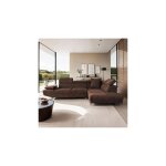 M&s - canap d'angle  droite 5 places en microfibre coloris marron