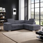 M&s - canap d'angle  droite convertible 7 places en velours anthracite - sven