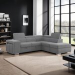 M&s - canap d'angle  droite convertible 7 places velours gris clair - sven