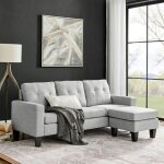 M&s - canap d'angle rversible avec pouf en microfibre gris clair - lumina