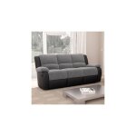 M&s - canap de relaxation lectrique 3 places gris et pu noir - valia