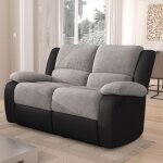 M&s - canap de relaxation manuel 2 places gris et pu noir - valia