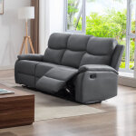 M&s - canap� de relaxation manuel 3 places en pu anthracite - zolara